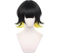 Cosplay Wig Anime Cosplay Wig for Blue Lock Bachira Meguru Cosplay Wig Short Black Yellow Hair Wig + Wig Cap (Color : Bachira Meguru)
