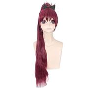Cosplay Wig Cos Perruque Tokyo Anime Puella Magi Madoka Magica Femmes Sakura Kyouko Cosplay Perruque Sakura Kyoko Rouge foncé Cheveux Longs Queue de Cheval Perruque Costumes
