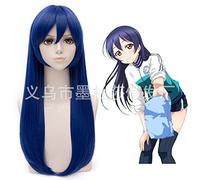 Cosplay Wig Cosplay Pseudo LoveLive Garden Field Sea Not CoS Oblique Liu Sea Blue Head Socket