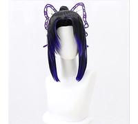 Cosplay Wig Demon Slayer Kimetsu No Yaiba Kochou Shinobu perruque avec pince à cheveux papillon Anime Cosplay noir et violet dégradé perruque résistant à la chaleur perruques de cheveux synthétiques
