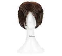 Cosplay Wig Final Fantasy FF8 Squall Leonhart Cosplay Perruques Courtes Marron résistant à la Chaleur Perruque de Cheveux synthétiques + Bonnet de Perruque