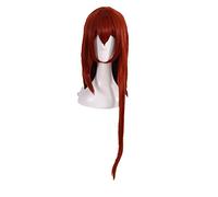 Cosplay Wig Jeu de rôle for Steins Gate Makise Kurisu Christina Cosplay Perruque 100 cm de Long Cheveux Auburn raides