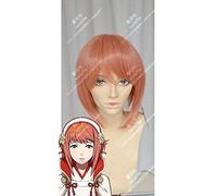 Cosplay Wig Jeu Fire Emblem prêtresse aimante Sakura Cosplay Perruque Courte Orange Rouge résistant à la Chaleur Cheveux synthétiques Perruques + Bonnet de Perruque
