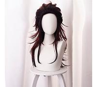 Cosplay Wig Kanroji Mitsuri Perruques for Demon Slayer Kimetsu no Yaiba Personnages Vert et Rose Lolita Anime Cosplay Perruques avec Cap (Color : Long Tanjiro Kamado)
