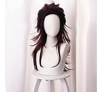 Cosplay Wig Longue Perruque de Cosplay Tanjiro Kamado for Anime Demon Slayer Kimetsu no Yaiba déguisement d'halloween Cheveux de fête