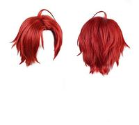 Cosplay Wig Momoe Sawaki Wonder Egg Priority Cosplay Perücke Kurz Rot geschichtet mittig Scheitel Haar für Männer Halloween