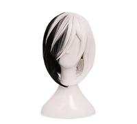 Cosplay Wig Perruque Anime Bungo Stray Dogs Cosplay Perruque Yumeno Kyusaku, Perruque Courte Blanc Mix Noir, Perruque Costume Halloween, for Halloween, Fête Costumée, Spectacle Anime, Événement Cospla