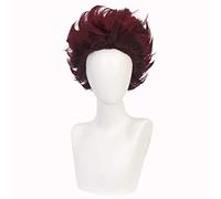 Cosplay Wig Perruque Anime Demon Slayer Kimetsu no Yaiba Cosplay Perruque Kamado Tanjirou, Perruque Marron Noir, Perruque Costume Halloween, for Halloween, Fête Costumée, Spectacle Anime, Événement Co