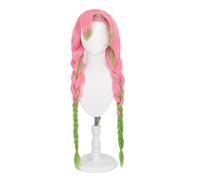 Cosplay Wig Perruque Anime Demon Slayer Kimetsu no Yaiba Cosplay Perruque Kanroji Mitsuri, Longue Perruque Rose et Verte, Perruque Costume Halloween, for Halloween, Fête Costumée, Spectacle Anime, Cos
