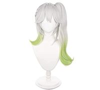 Cosplay Wig Perruque Anime for Genshin Nahida Cosplay Perruque,Grey Mix Vert avec Queue de Cheval Longue Perruque,Costume Halloween Perruque,pour Halloween,Fête Costumée,Anime Show,Cosplay Event,Conce