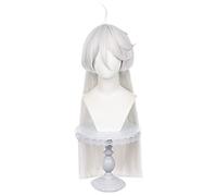 Cosplay Wig Perruque Anime for La Sorcière de Mercury Miorine Rembran Perruque Cosplay,Perruque Longue Blanche Argentée,Perruque Halloween Costume,Pour Halloween,Fête Costumée,Anime Show,Événement Cos