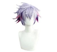 Cosplay Wig Perruque Anime for Vtuber Minato Fuwa Perruque Cosplay, Perruque Courte Rose Mixte Violet, Perruque Costume Halloween, for Halloween, Fête Costumée, Spectacle Anime, Événement Cosplay, Con
