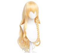 Cosplay Wig Perruque Anime Marisa Kirisame Cosplay Perruque for Touhou Project, Longue Tresse Blonde Bouclée Perruque, Costume Halloween Perruque, for Costume Party, Anime Show, Cosplay Event, Concert