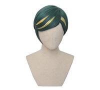 Cosplay Wig Perruque Anime My Hero Academia Cosplay Perruque Sir Nighteye, Perruque Courte Jaune Mixte Verte, Perruque Costume Halloween, for Halloween, Fête Costumée, Spectacle Anime, Événement Cospl