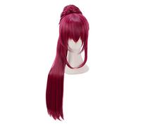 Cosplay Wig Perruque Anime Puella Magi Madoka Magica Cosplay Kyouko Sakura Perruque, Longue Queue de Cheval Bordeaux Perruque, Costume Halloween Perruque, for Halloween, Fête Costumée, Anime Show, Cos