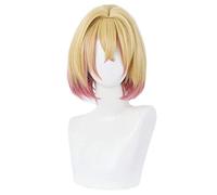 Cosplay Wig Perruque Anime Rent-A-Girlfriend Cosplay Mami Nanami Perruque, Perruque Courte Rose Dégradé Jaune, Perruque Costume Halloween, for Halloween, Fête Costumée, Spectacle Anime, Événement Cosp