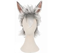 Cosplay Wig Perruque Anime Twisted Wonderland Cosplay Jack Howl Perruque,Avec Oreilles Perruque Grise Courte,Perruque Costume Halloween,Pour Halloween,Fête Costumée,Série Anime,Événement Cosplay,Conce