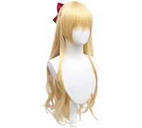 Cosplay Wig Perruque de Cosplay Anime, Perruque Sailor Moon Sailor Venus, Longue Perruque dorée, avec Bonnet de Perruque Gratuit, for Les fêtes, Perruque Halloween de Tous Les Jours, Cosplay