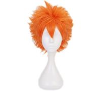 Cosplay Wig Perruque de déguisement de cosplay anime, Haikyuu !!Perruque, perruque Hinata Shoyo, perruque courte orange moelleuse de 12 pouces for hommes et garçons avec 1 bonnet de perruque, for Hall