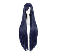 Cosplay Wig Perruque for Ahri le renard à neuf queues Cosplay perruques 100 cm de Long bleu foncé résistant à la chaleur perruque de cheveux synthétiques + bonnet de perruque + oreilles ( Color : WigO