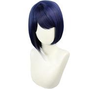 Cosplay Wig Perruque Genshin Impact 35,6 cm, perruque Anime Cosplay Kujo Sara, perruque dégradée bleu foncé avec bonnet de perruque gratuit, for Halloween, fête, carnaval, vie nocturne, concerts, mari