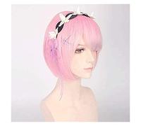 Cosplay Wig Perruque Rem Ram Cosplay Re: Zero Start Life in Another World Accessoires de tête de déguisement bleu et rose Cosplay Halloween, perruque bleue uniquement KEEBON (Color : Pink One Set)