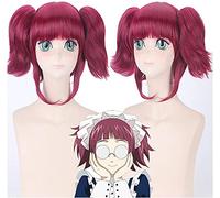 Cosplay Wig Perruques de Cosplay Anime, Butler noir Mey-rin Perruque de cosplay avec perruque libre Cap (Couleur: Mey-Rin)