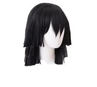 Cosplay Wig Perruques !: Kimetsu No Yaiba Iguro Obanai Cosplay Noir Couches modélisation Cheveux Courts Unisexe Jeu de rôle Accessoires (Size : 1)