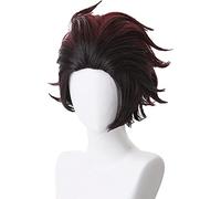 Cosplay Wig Perruques !: Kimetsu No Yaiba Kamado Tanjirou Cosplay Ocre Rouge Progressivement Cheveux Bruns Rougeâtres Accessoires de Jeu de Rôle (Size : 1)
