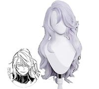 Uearlid Cosplay Wig Satoru Gojo Cosplay Perruque Long Light Purple Cosplay Femmes Perruque Transgenre TRANSGENDES RÉSISTANT HEUILLE SYNTHÉTIQUE