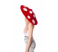 Cosplaya Chapeau champignon haut de gamme pour femme adulte costume d'Halloween Cottagecore Accessoires seau rouge blanc spores, rouge/blanc, taille unique
