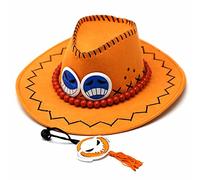 CosplayStudio Chapeau One Piece de Feuerfaust Puma D. Ace avec cordon de perles et smileys