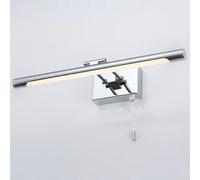 COSRUB Applique Miroir Style Moderne, Lampe de Miroir LED Chromée Barre Linéaire Interrupteur à Chaîne Éclairage Mural Réglable pour Rasage Maquillage(Warm light,35cm/13.77in)