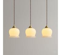 COSRUB Suspension Cuisine Îlot Fleurs Lait Lot de 3, Lampe Suspendue Résine Crème Style Ferme Nordique Luminaire Suspendu pour Salle à Manger