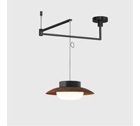 COSRUB Suspension Luminaire Bras Articulé Moderne, Lampe Suspendue LED Dimable Style Mid Century avec Saucer Réglable Lustre pour Cuisine Salle à Manger Bureau(Walnut)