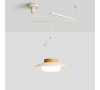 COSRUB Suspension Luminaire Bras Articulé Moderne, Lampe Suspendue LED Dimable Style Mid Century avec Saucer Réglable Lustre pour Cuisine Salle à Manger Bureau(White)