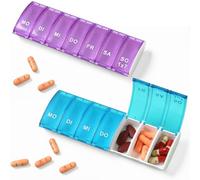 Cossaot 2 Pièces Pilulier Semainier, Grande Capacite Semainier Medicament, Ouverture Facile Piluliers Medicaments, Piluliers Medicaments pour les Huiles de Poisson, les Vitamines (Bleu et Violet)
