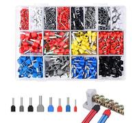 Cosse à Sertir 0.5-16mm² 1200 Pièces Embouts de Câblage à Sertir Connecteur Électrique Embout de Fil Isolé Viroles Cosses et Kits Boîtes à Bornes Sertir Isolées pour Sertir l'extrémité des Câbles