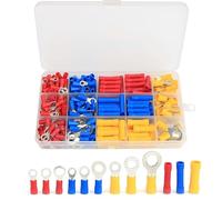 Cosse A Sertir，Cosses Electriques A Sertir 258/236/12 2PCS Connecteurs de sertissage fil électrique isolé Spade Bague Fourche Terminaux laminés Kit d'outil Terminal à sertir(122pcs plier)