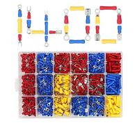 Cosse Electrique, ULIFEME 1400 Pièces Électrique Assortiment Connecteurs Isolées Sertissage, Ronde, Plate et Fourche Cosses Electriques Sertir, 18 Tailles Kit Cosse Électrique avec Boîte de Rangement