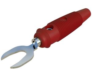 Cosse fourche avec repiquage banane Ø de la broche: 4 mm Hirschmann Test & Measurement KB 2 930584101 rouge