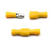 Cosses à anneau, connecteur de fil cosse en cuivre 20 pièces, connecteurs électriques FDD 1.25-250 MDD1. Connecteurs bornes sertir isolés femelle + mâle(Yellow)