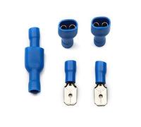 Cosses à anneau, connecteur de fil cosse en cuivre 20 pièces, connecteurs électriques FDD 1.25-250 MDD1. Connecteurs bornes sertir isolés femelle + mâle(Blue)