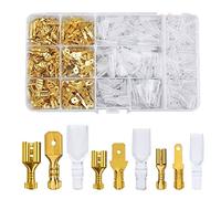 Cosses à anneau, connecteur de fil cosse en cuivre, boîte bout isolée mâle femelle 2,8/4,8/6,3 mm, connecteurs électriques sertir, kit assorti(135 Gold)
