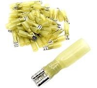 Cosses de câble plates avec gaine thermorétractable entièrement isolées ou partiellement isolées Connecteurs femelles Largeur de connecteur 6,3 mm Jaune 4-6 mm² (100 pièces, Jaune : cosses plates /