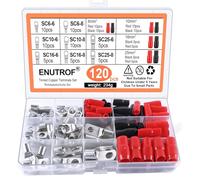Cosses Electriques Cosse à Sertir 6/10/16/25mm² 120 Pcs Kit Câble Anneau Connecteur SC avec GainesThermorétractables pour Voiture