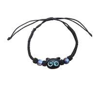 COSSIKA Bracelet de Mode Chat Mignon Bracelets de Perles Bracelet de Chat en Cristal Bijoux de Mode Bracelet en Corde tressée Bijoux élégants Femmes Fille