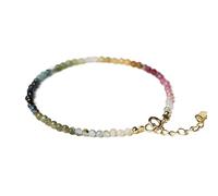 COSSIKA Bracelet de Perles de Cristal Tourmaline Multicolore délicat pour Femmes, Bracelet empilable élégant, Perles de 2mm, chaîne de Poignet, Bijoux