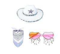 COSSIKA Chapeau de cowboy avec lunettes et bandana pour enterrement de vie de jeune fille, bandana pour enterrement de vie de jeune fille, lunettes de cowgirl