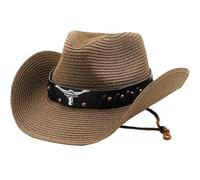 COSSIKA Chapeau de paille en polyuréthane pour homme et femme - Chapeau de cowboy respirant - Chapeau de cowboy - Chapeau de plage - Fait à la main